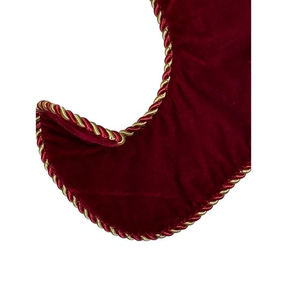 Christmas Holiday Victorian Style Red Gold Textured Rope Trim Stocking Large - Picture 8 of 9